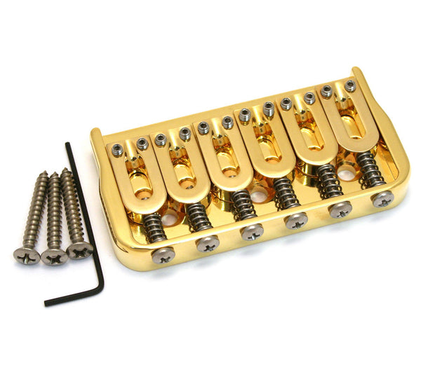 Hipshot 41065G 6-String Hardtail Fixed Electric Guitar Bridge .175" - GOLD