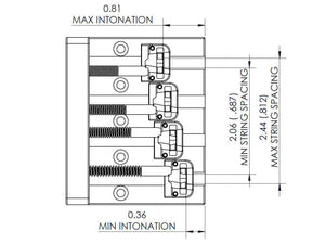 Hipshot 5K400C KickAss Bass Bridge 4-String 5-Hole Retrofits Badass Bass, CHROME