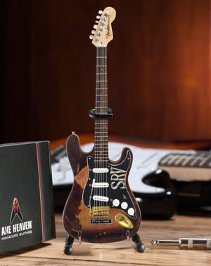 AXE HEAVEN Distressed SRV Custom Fender Strat MINIATURE Guitar Display Gift