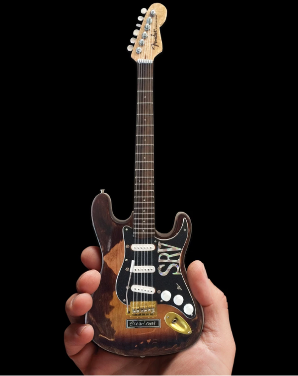 AXE HEAVEN Distressed SRV Custom Fender Strat MINIATURE Guitar Display Gift