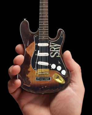 AXE HEAVEN Distressed SRV Custom Fender Strat MINIATURE Guitar Display Gift