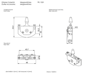 Schaller Germany 5-Way Megaswitch MODEL M for Advanced Pickup Switching