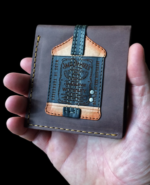 AXE HEAVEN Genuine Leather Signature Jack Daniel's Bass Guitar Wallet Gift