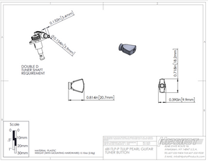 Set of (6) Hipshot D04 Tulip Plastic Guitar Tuner Buttons, Pearl 6B1TLP-P