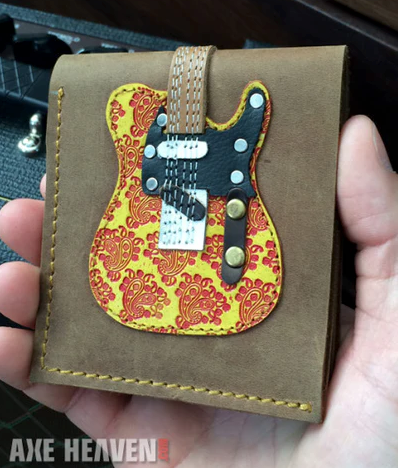 AXE HEAVEN Genuine Leather Red/Yellow Embossed Paisley Electric Guitar Wallet Gift