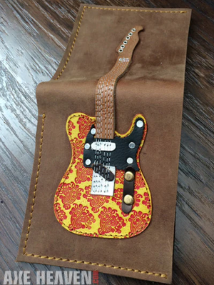 AXE HEAVEN Genuine Leather Red/Yellow Embossed Paisley Electric Guitar Wallet Gift