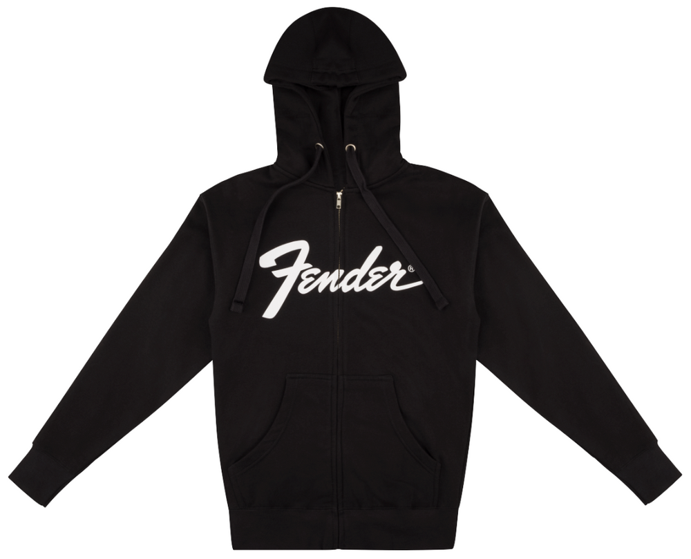 Fender Guitars Transition Logo Zip-Up Hoodie Sweatshirt, Black, Large (L)