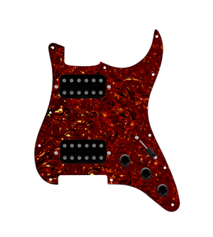 920D Custom Hipster Heaven HH Loaded Pickguard for Strat With Uncovered Cool Kids Humbuckers, Tortoise Pickguard, and S3W-HH Wiring Harness
