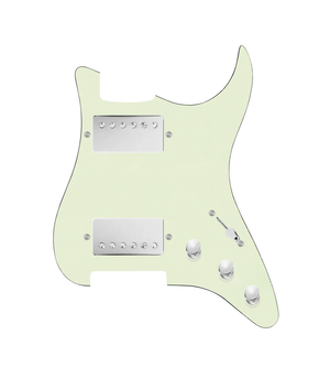 920D Custom Hot And Heavy HH Loaded Pickguard for Strat With Nickel Roughneck Humbuckers, Mint Green Pickguard, and S5W-HH Wiring Harness