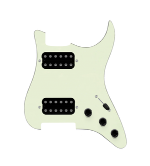 920D Custom Hushed And Humble HH Loaded Pickguard for Strat With Uncovered Smoothie Humbuckers, Mint Green Pickguard, and S5W-HH Wiring Harness