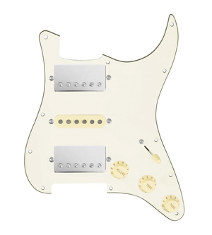 920D Custom HSH Loaded Pickguard for Stratocaster With Nickel Smoothie Humbuckers, Aged White Texas Vintage Pickups, Parchment Pickguard, and S5W-HSH Wiring Harness