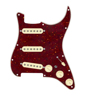 920D Custom Vintage American Loaded Pickguard for Strat With Aged White Pickups, Tortoise Pickguard, and S7W-MT Wiring Harness