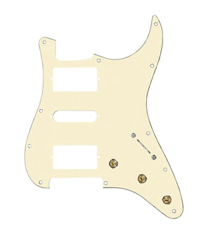 920D Custom HSH Pre-Wired Pickguard for Strat With An Aged White Pickguard and S5W-HSH-BL Wiring Harness