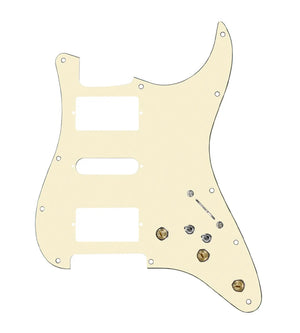 920D Custom HSH Pre-Wired Pickguard for Strat With An Aged White Pickguard and S7W-HSH-2T Wiring Harness