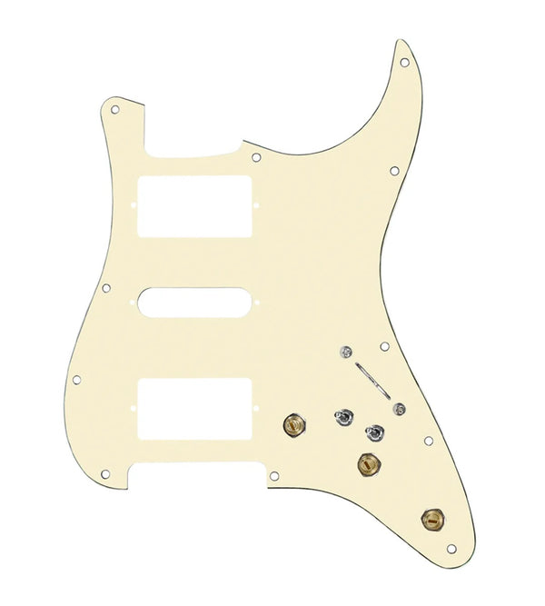 920D Custom HSH Pre-Wired Pickguard for Strat With An Aged White Pickguard and S7W-HSH-2T Wiring Harness