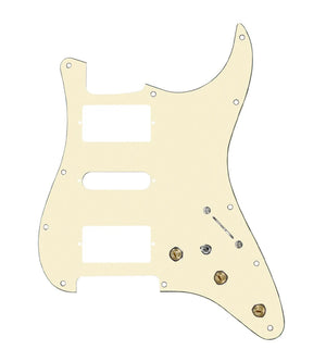 920D Custom HSH Pre-Wired Pickguard for Strat With An Aged White Pickguard and S7W-HSH-MT Wiring Harness