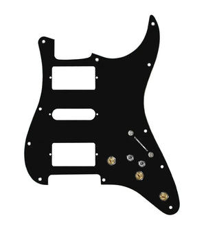 920D Custom HSH Pre-Wired Pickguard for Strat With A Black Pickguard and S7W-HSH-2T Wiring Harness