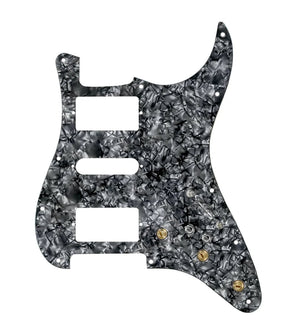 920D Custom HSH Pre-Wired Pickguard for Strat With A Black Pearl Pickguard and S7W-HSH-2T Wiring Harness