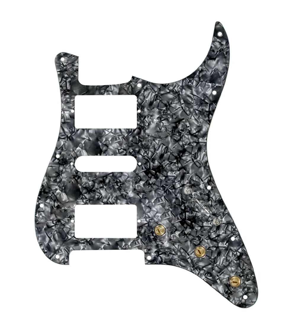 920D Custom HSH Pre-Wired Pickguard for Strat With A Black Pearl Pickguard and S7W-HSH-PP Wiring Harness