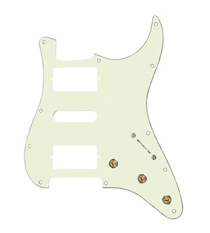 920D Custom HSH Pre-Wired Pickguard for Strat With A Mint Green Pickguard and S5W-HSH-BL Wiring Harness