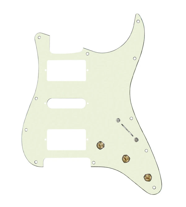 920D Custom HSH Pre-Wired Pickguard for Strat With A Mint Green Pickguard and S5W-HSH-BL Wiring Harness
