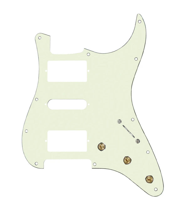 920D Custom HSH Pre-Wired Pickguard for Strat With A Mint Green Pickguard and S5W-HSH Wiring Harness