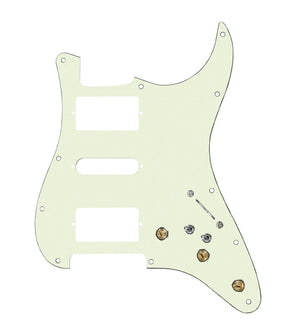 920D Custom HSH Pre-Wired Pickguard for Strat With A Mint Green Pickguard and S7W-HSH-2T Wiring Harness