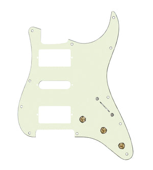 920D Custom HSH Pre-Wired Pickguard for Strat With A Mint Green Pickguard and S7W-HSH-PP Wiring Harness