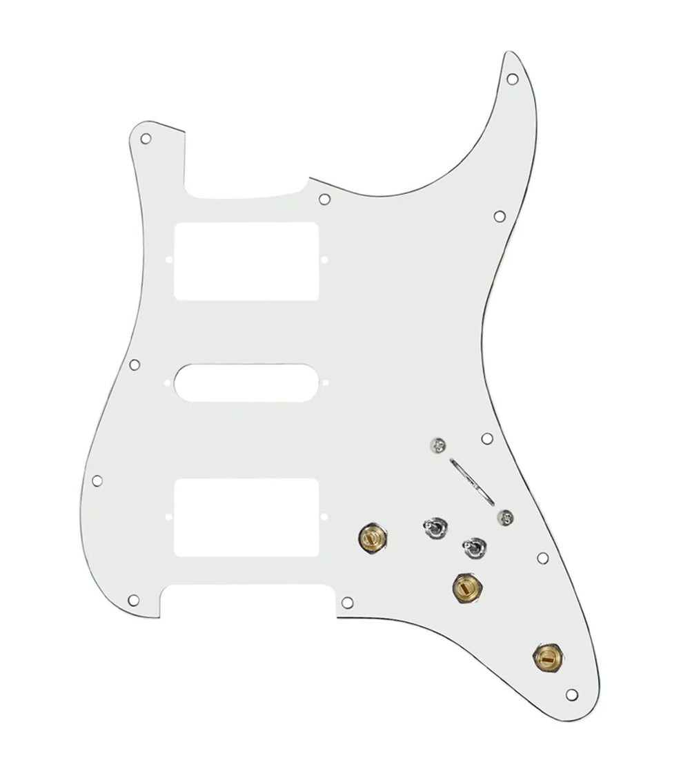 920D Custom HSH Pre-Wired Pickguard for Strat With A Parchment Pickguard and S7W-HSH-2T Wiring Harness