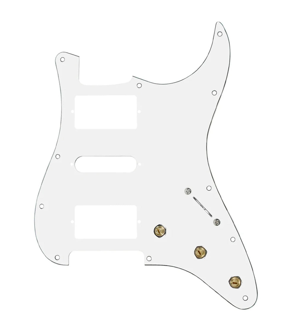 920D Custom HSH Pre-Wired Pickguard for Strat With A White Pearl Pickguard and S7W-HSH-BL Wiring Harness