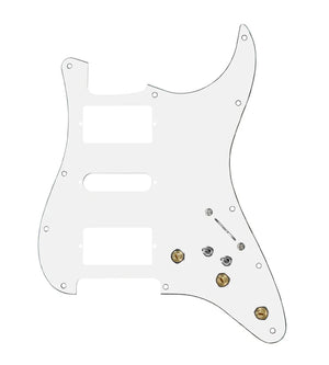 920D Custom HSH Pre-Wired Pickguard for Strat With A White Pearl Pickguard and S7W-HSH-2T Wiring Harness