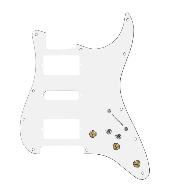 920D Custom HSH Pre-Wired Pickguard for Strat With A White Pearl Pickguard and S7W-HSH-2T Wiring Harness