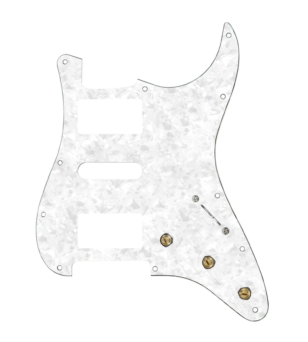 920D Custom HSH Pre-Wired Pickguard for Strat With A White Pearl Pickguard and S7W-HSH-PP Wiring Harness