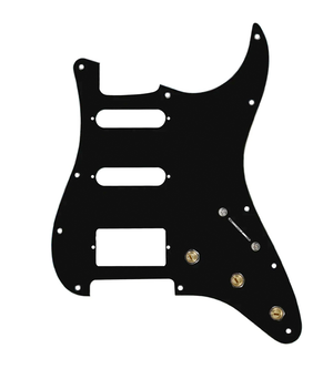 920D Custom HSS Pre-Wired Pickguard for Strat With A Black Pickguard and S5W-HSS-BL Wiring Harness