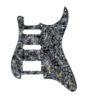 920D Custom HSS Pre-Wired Pickguard for Strat With A Black Pearl Pickguard and S7W-HSS-MT Wiring Harness
