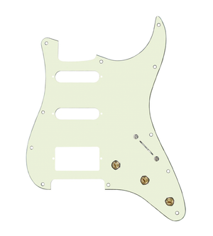 920D Custom HSS Pre-Wired Pickguard for Strat With A Mint Green Pickguard and S5W-HSS Wiring Harness