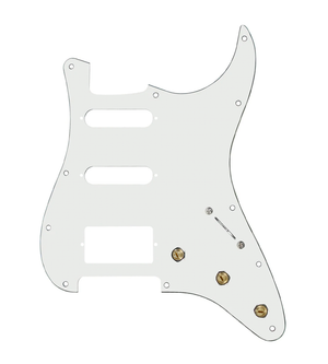 920D Custom HSS Pre-Wired Pickguard for Strat With A Parchment Pickguard and S5W-HSS Wiring Harness