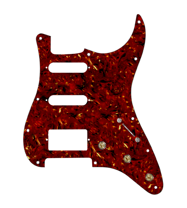 920D Custom HSS Pre-Wired Pickguard for Strat With A Tortoise Pickguard and S5W-HSS Wiring Harness