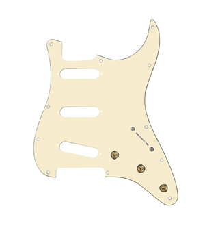 920D Custom SSS Pre-Wired Pickguard for Strat With An Aged White Pickguard and S5W Wiring Harness