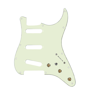 920D Custom SSS Pre-Wired Pickguard for Strat With A Mint Green Pickguard and S7W-MT Wiring Harness