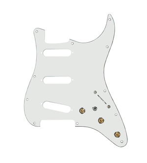 920D Custom SSS Pre-Wired Pickguard for Strat With A Parchment Pickguard and S7W-MT Wiring Harness