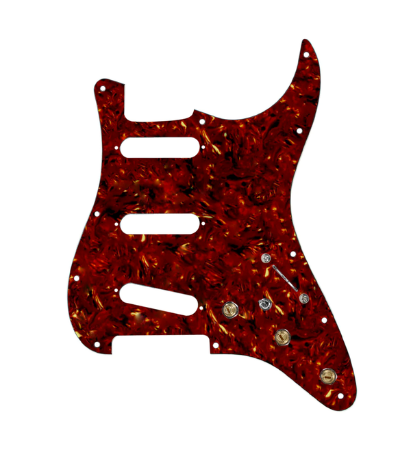 920D Custom SSS Pre-Wired Pickguard for Strat With A Tortoise Pickguard and S7W-MT Wiring Harness