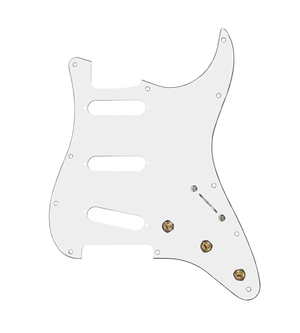 920D Custom SSS Pre-Wired Pickguard for Strat With A White Pickguard and S5W-BL-V Wiring Harness