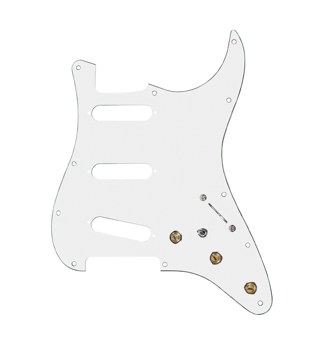 920D Custom SSS Pre-Wired Pickguard for Strat With A White Pickguard and S7W-MT Wiring Harness