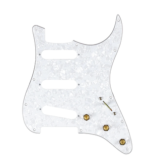 920D Custom SSS Pre-Wired Pickguard for Strat With A White Pearl Pickguard and S5W-BL-V Wiring Harness