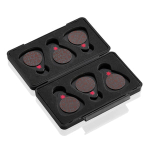 TIK PIK Stick-On Celluloid Guitar Picks, Black, 6-Pack, MEDIUM With Case
