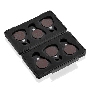TIK PIK Stick-On Celluloid Guitar Picks, Black, 6-Pack, THIN With Case