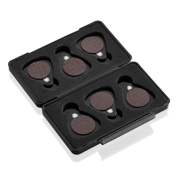 TIK PIK Stick-On Celluloid Guitar Picks, Black, 6-Pack, THIN With Case