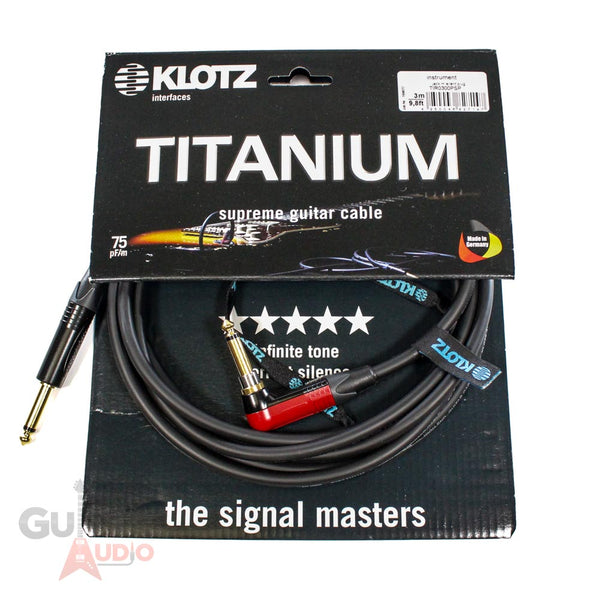 Klotz TITANIUM Supreme Guitar/Instrument  Cable, 10ft/3m, Angled Silent Plug