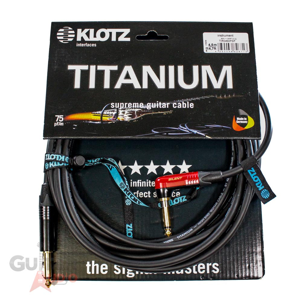 Klotz TITANIUM Supreme Guitar/Instrument Cable, 15ft/4.5m, Angled Sile